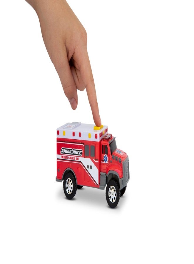 Mighty Fleet Toughest Minis 5" Tough Cab Ambulance Toy w/Lights & Sounds, Realistic Design & Batteries Included - Age 3+ - Image 3